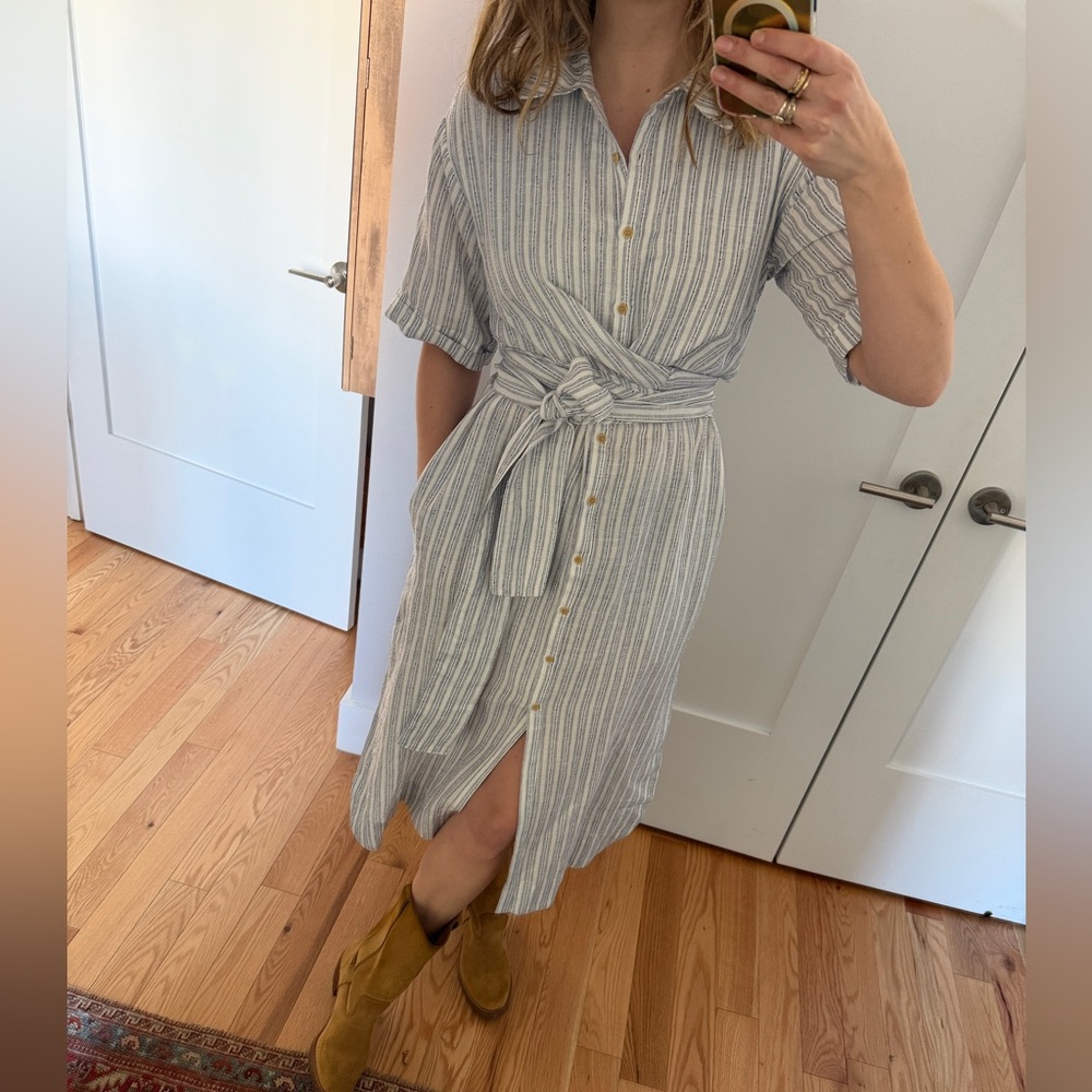 Apiece Apart Nicoya Blue Striped Wrap Midi Dress